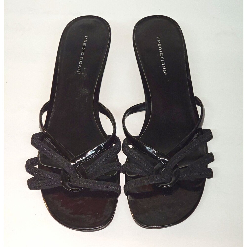 Predictions Women’s Black Strappy Slip-On Flat Sandals Synthetic Upper US 11